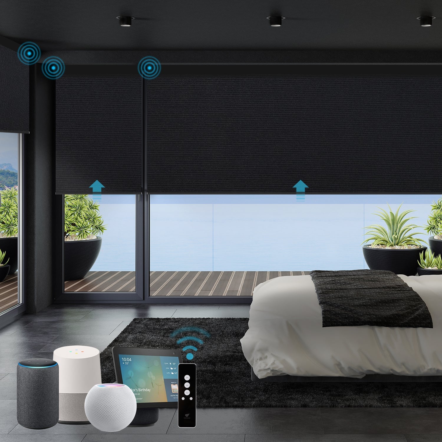 Homnique Motorized Roller Shades 100% Blackout Eclipse