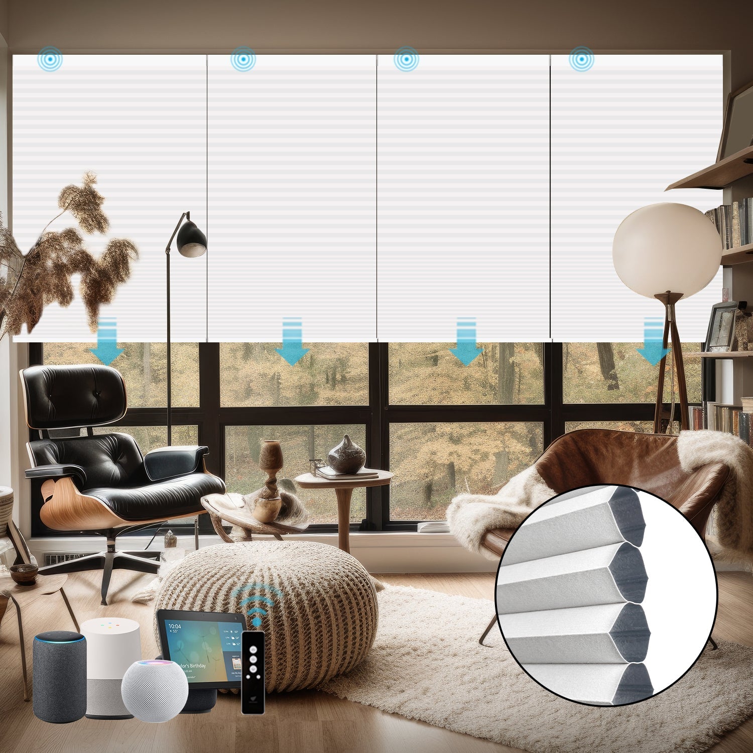 Homnique Motorized Blackout Cellular Shades Nowa