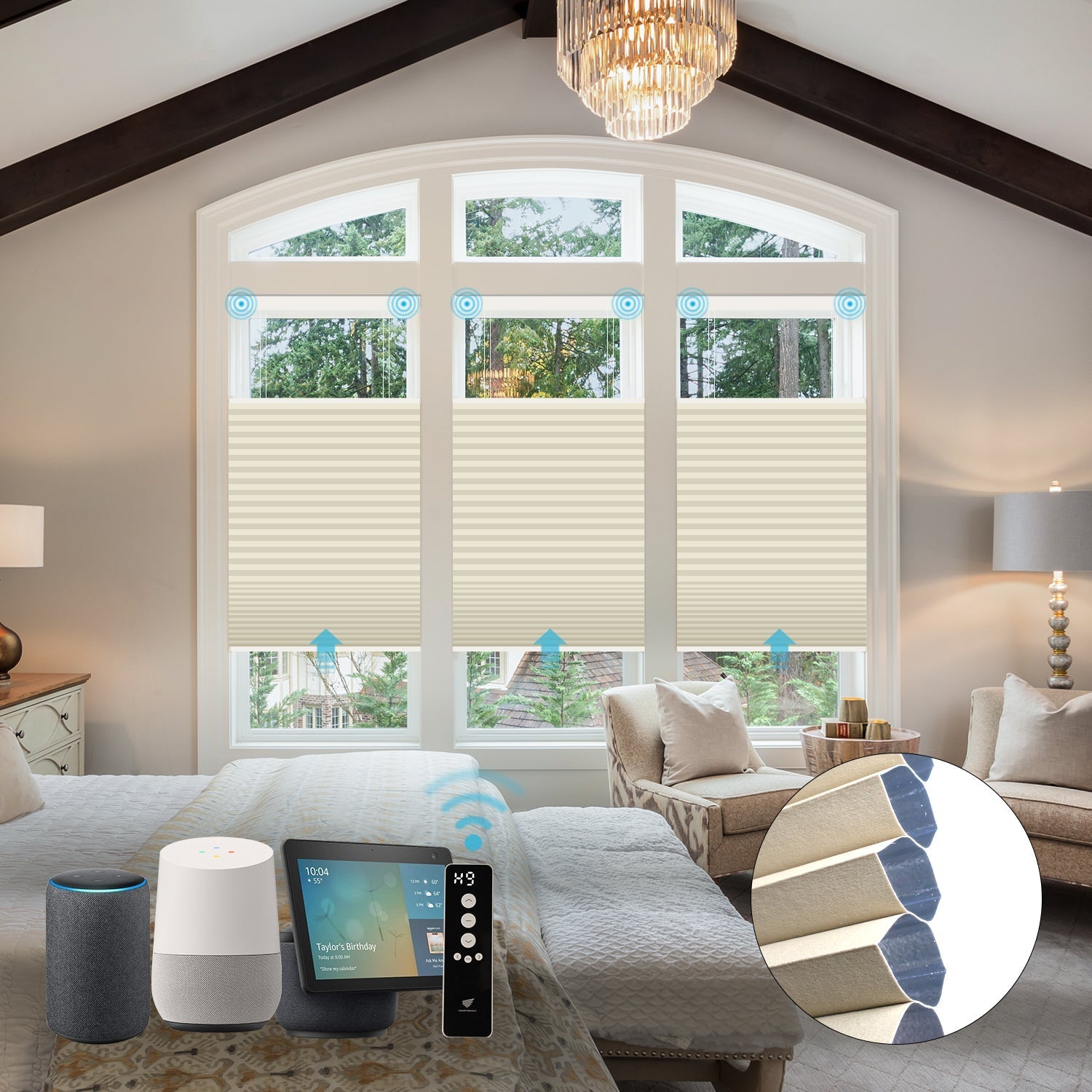 Homnique Motorized Blackout Levitate Cellular Shades Nowa