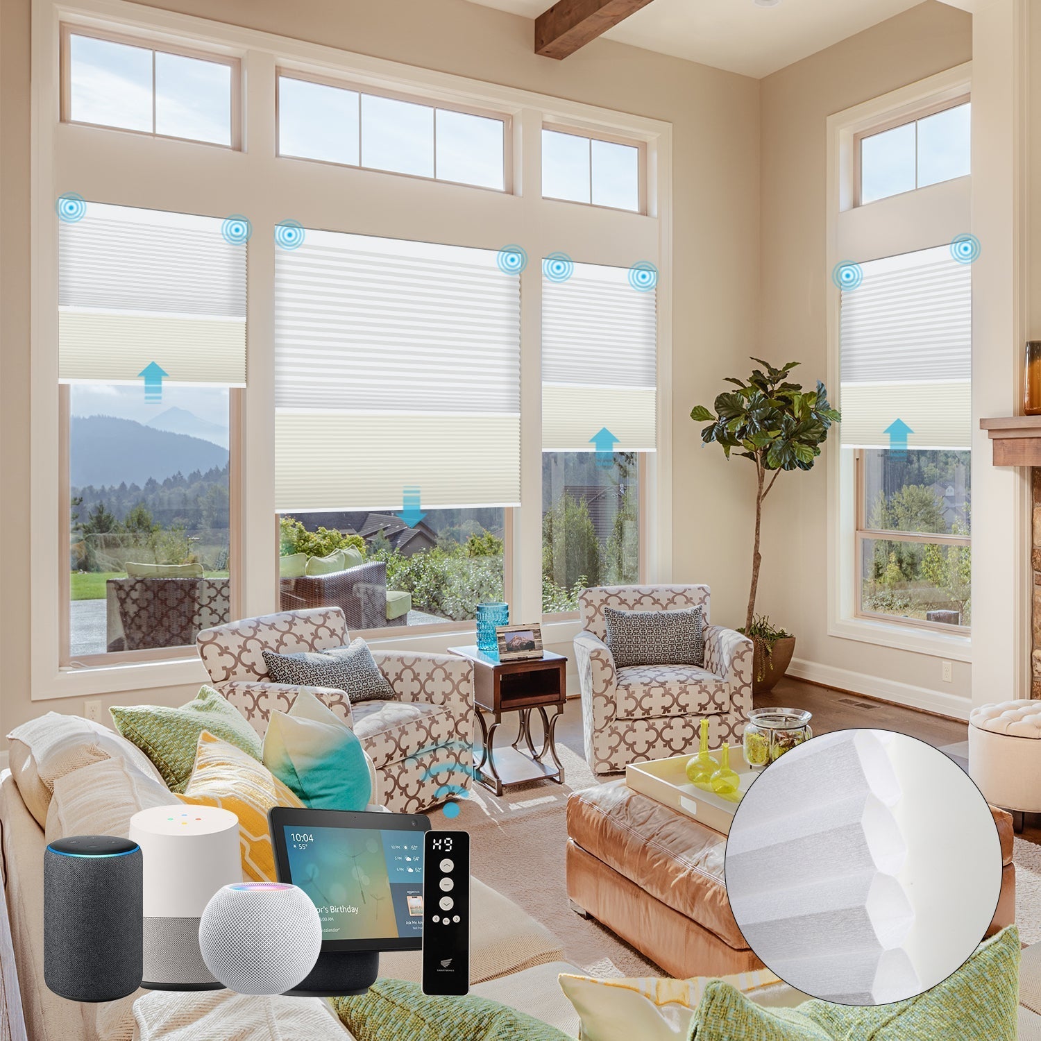 Homnique Motorized Blackout And Light Filtering Day/Night Cellular Shades Nowa