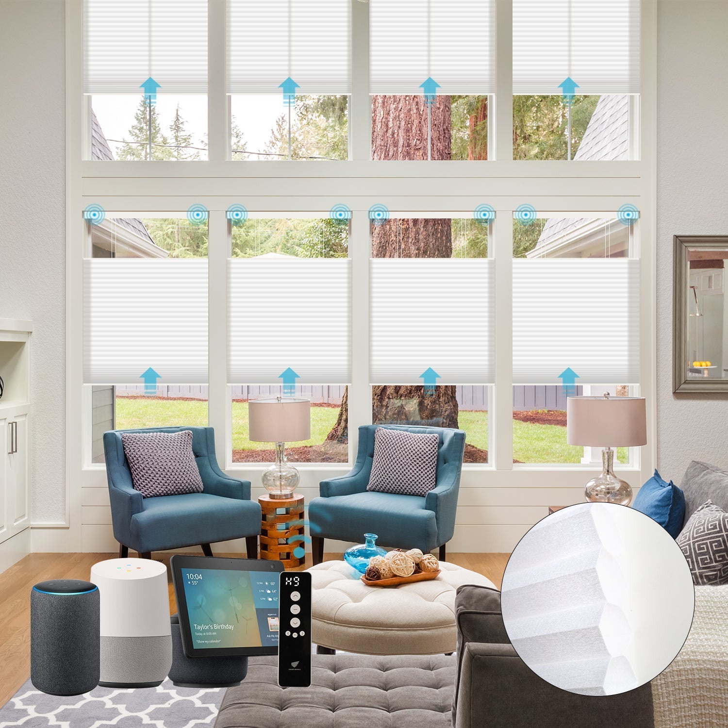 Homnique Motorized Light Filtering Levitate Cellular Shades Nowa