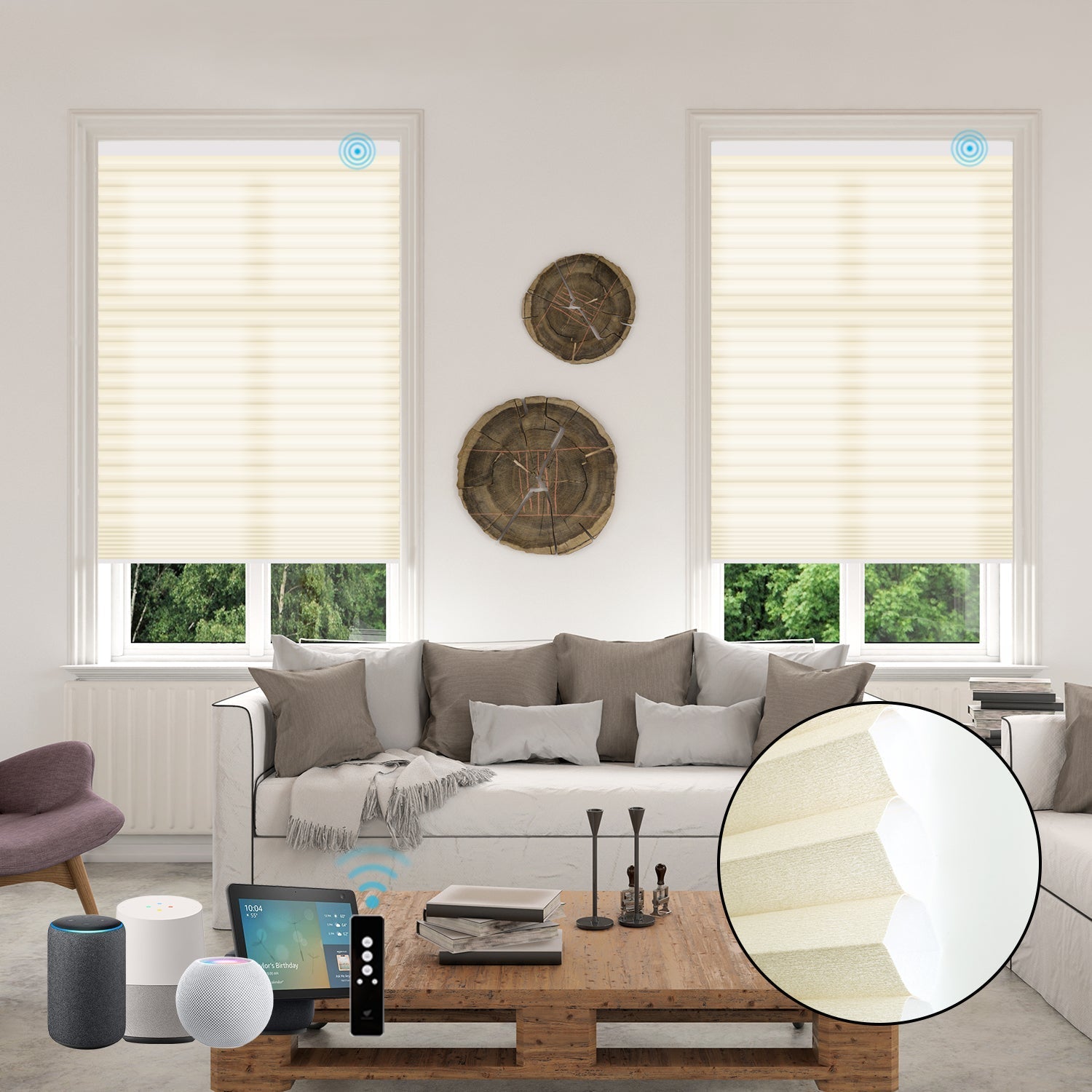 Homnique Motorized Light Filtering Cellular Shades Nowa