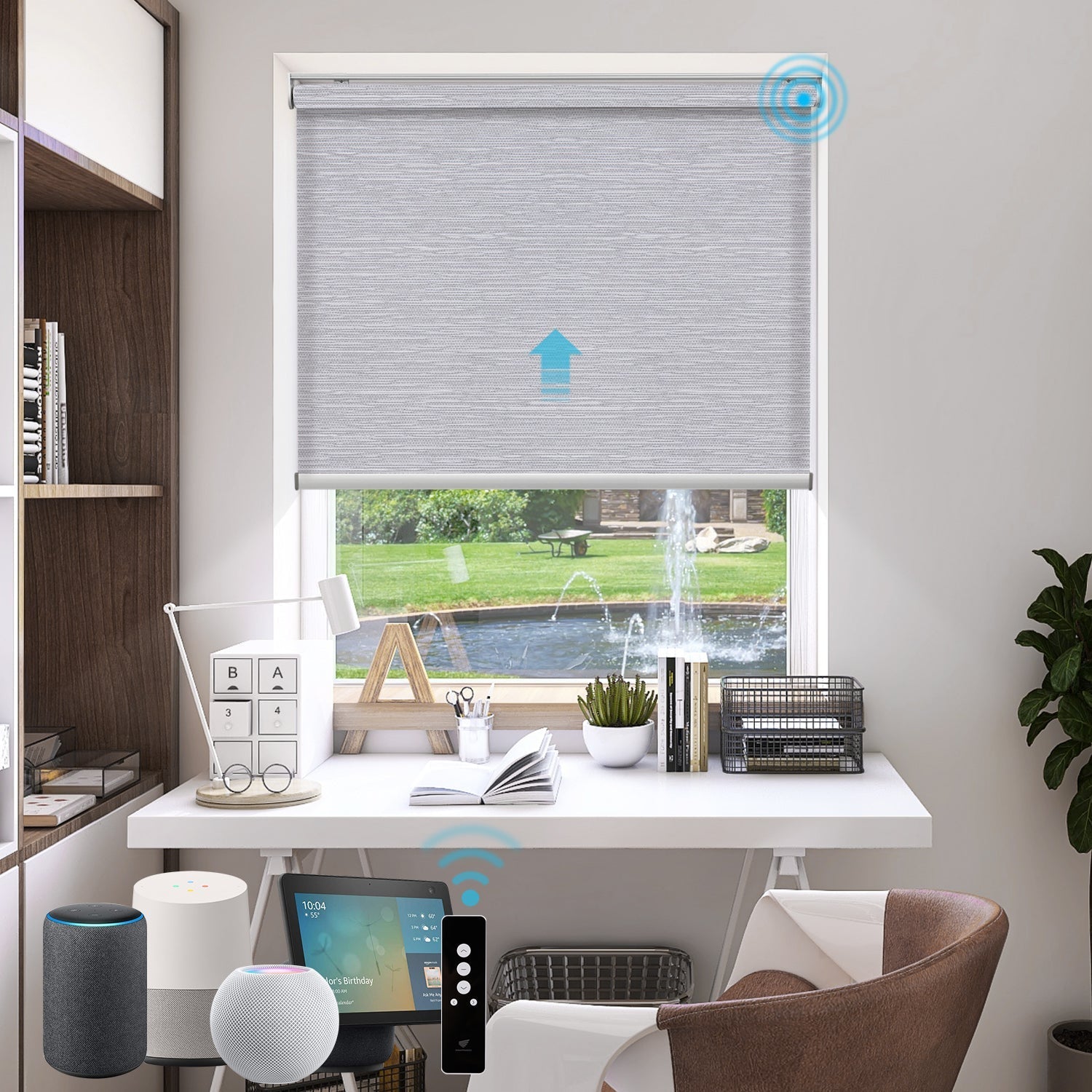 Homnique Motorized Light Filtering Roller Shades 70% Blackout Essential