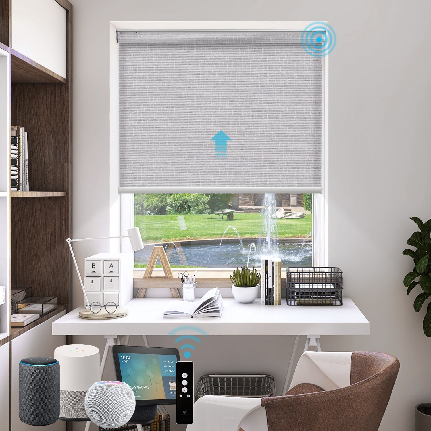 Homnique Motorized Light Filtering Roller Shades 70% Blackout Safari