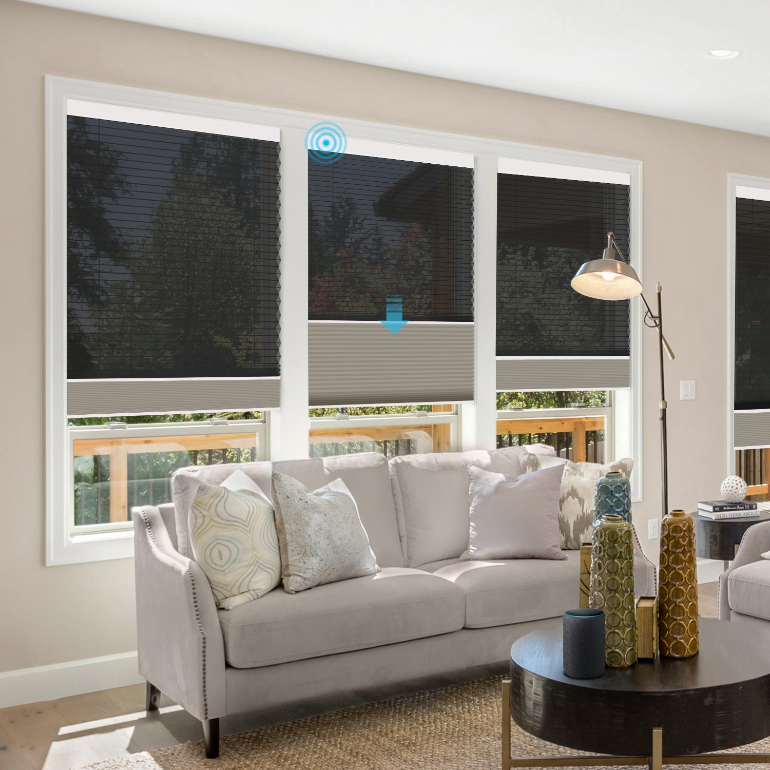 Homnique Motorized Blackout And Light Filtering Day/Night Cellular Shades Nowa